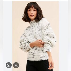 VARLEY anthropologie Belgrave Dalmatian knit sweater egret/charcoal M excellent